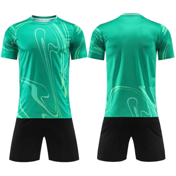 LJEFF Kids 2PC Soccer Uniform Set, Summer Quick Dry Elastic Waist Short Sleeve Boy Sports Outfit Green Size 20