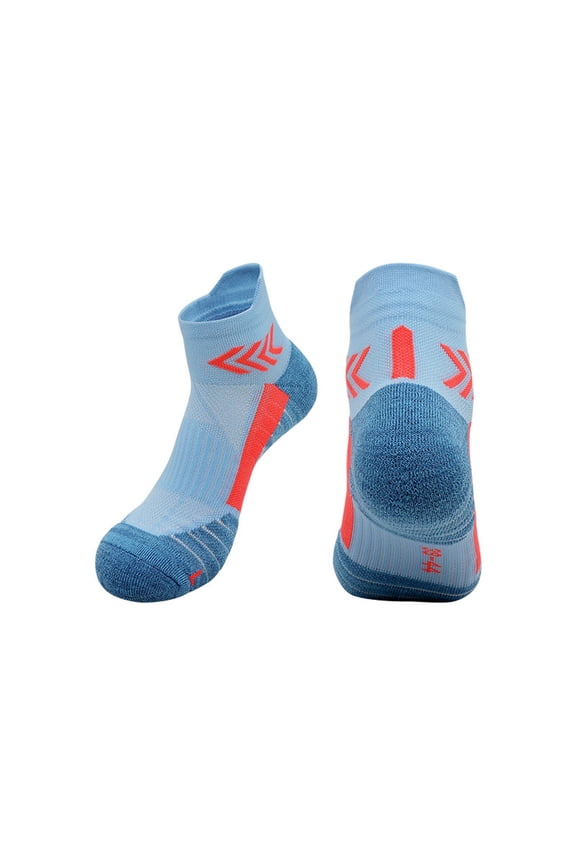 Little Girls Cushioned Ankle Sports Socks, Cute Anti-Slip Stretchy Sweat-Wicking Gift Kids Active Stockings Blue Size M