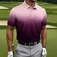 thumbnail image 1 of LJEFF Men Gradient Printed Button Casual Short Sleeved Lapel Shirt, Pink, 1 of 5