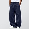 thumbnail image 1 of LJEFF Men Wide Leg Baggy Casual Pants, Breathable Elastic Waist Pocket Soft Outdoor Gift Trousers Navy, 1 of 5