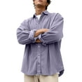 thumbnail image 1 of LJEFF Men's Corduroy Shirt, Collar Solid Color Spring/Fall Long Sleeve Button-down Jacket Purple, 1 of 7