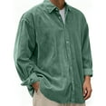 thumbnail image 1 of LJEFF Men's Corduroy Shirt, Long Sleeve Collar Spring/Fall Solid Color Button-down Jacket Green, 1 of 7