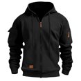 thumbnail image 1 of LJEFF Men's Hooded Sweatshirt, Color-Blocked Workwear Arm Pocket Spring and Fall Men Casual Hoodie Black, 1 of 5