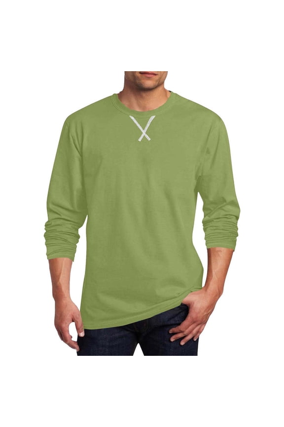Men's Long Sleeve Shirts, Cross Print Spring and Fall Crew Neck Relaxed Fit Tops for Men Green