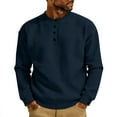 thumbnail image 1 of LJEFF Men's Sweatshirts, Button-Up Waffle Weave Spring and Fall Solid Color Men Casual Pullover Navy, 1 of 7