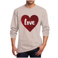 thumbnail image 1 of LJEFF Men's Valentine's Day Long-Sleeve Shirt, Casual Heart Print Crew Neck Regular Fit Men's Tees Black, 1 of 5