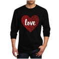 thumbnail image 1 of LJEFF Men's Valentine's Day Long-Sleeve Shirt, Casual Heart Print Regular Fit Crew Neck Men's Tees Beige, 1 of 5