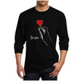 thumbnail image 1 of LJEFF Men's Valentine's Day Long-Sleeve Shirt, Heart Print Regular Fit Crew Neck Casual Men's Tees Black, 1 of 5