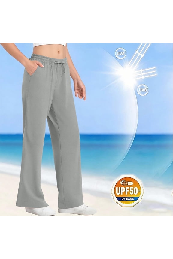 Mens wide Leg Drawstring Pants, Elastic Waist Breathable Drawstring Lightweight Casual All Season Trousers Gray Size 5