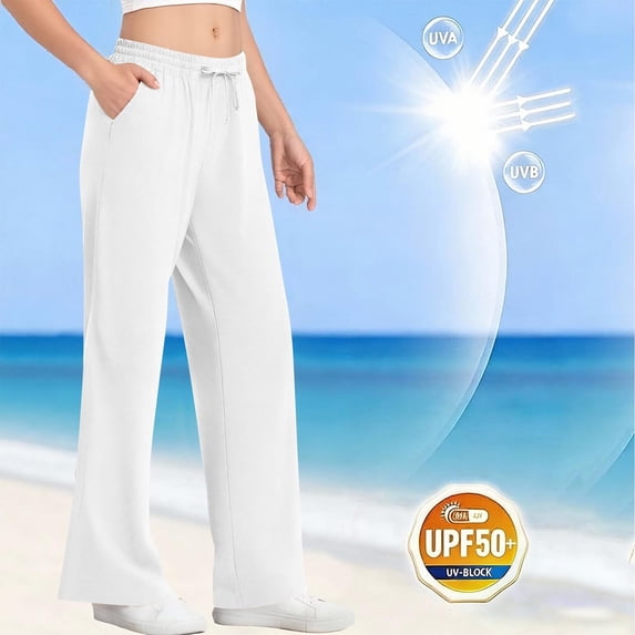 LJEFF Mens wide Leg Drawstring Pants, Lightweight Elastic Waist Breathable Drawstring Casual All Season Trousers White Size 14