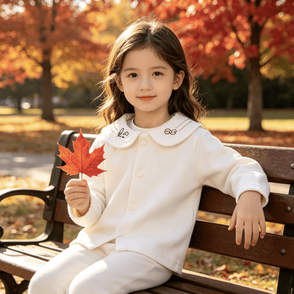 LJEFF Toddler Girls Peter Pan Collar Shirt, Soft Cotton Embroidery Button Long Sleeve Gift Baby Blouse White Size 1-2T