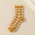 thumbnail image 1 of LJEFF Women's Cute Crew Socks, Check Floral Pattern Spring and Fall Cotton Casual Socks Beige, 1 of 5