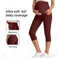 thumbnail image 1 of LJEFF Womens Maternity Capri Leggings with Pokey, Soft Over Belly Design Abdominal Support Highly Elastic Workout & Casual Pants for Womens Wine, 1 of 7