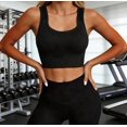 thumbnail image 1 of LJEFF Womens Ribbed Tank Tops with Built in Bras, Square Neck Stretch Workout Fitted Basic Casual Tops Black, 1 of 7