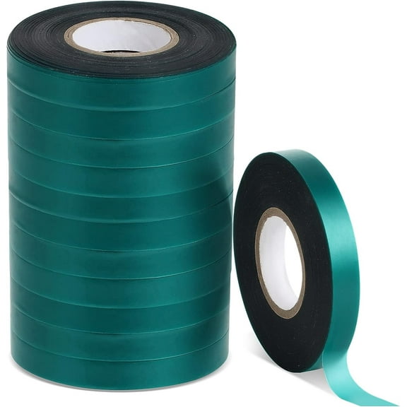 Gbaoneng 10 Pcs 150 Feet x 1/2" Wide Stretch Tie Tape Green Plant Garden Tie, Garden Vinyl Stake for Branches, Climbing Planters, Flowers