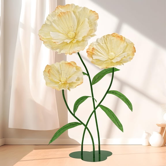 LJIE-House Giant Fake Flowers 5.77FT - Light Yellow Easter Large Paper Flowers 3D Artificial Floral Wedding Decorations for Birthday Party Outdoor Banquet Event Home Backdrop Decor Y101
