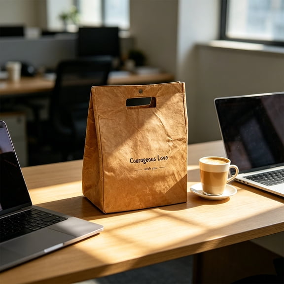 LJMsdf Brown Paper Style Insulated Lunch Bag, 29x23cm Reusable Thermal Cooler Tote, Aluminum Lining for Hot/Cold Food, for Office Picnic & Daily Use