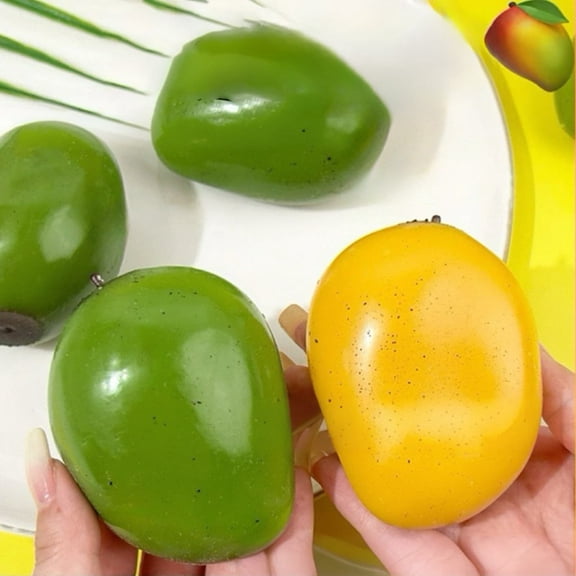 LJMsdf Color-Shifting Mango Shaped Decorative Ornament, 3.1 Inch Soft Flexible Fruit Figurine for Tabletop Desk Home Decor, 1-Pack