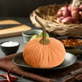 thumbnail image 1 of LJMsdf Gold Velvet Pumpkin Decoration, 3.9" x 5.5" Soft Fabric Foam Pumpkin for Fall Halloween Thanksgiving Table Centerpiece, 1 of 4