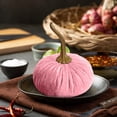thumbnail image 1 of LJMsdf Pink Velvet Pumpkin Decoration, 3.9" x 5.5" Soft Fabric Foam Pumpkin for Fall Halloween Thanksgiving Table Centerpiece, 1 of 5
