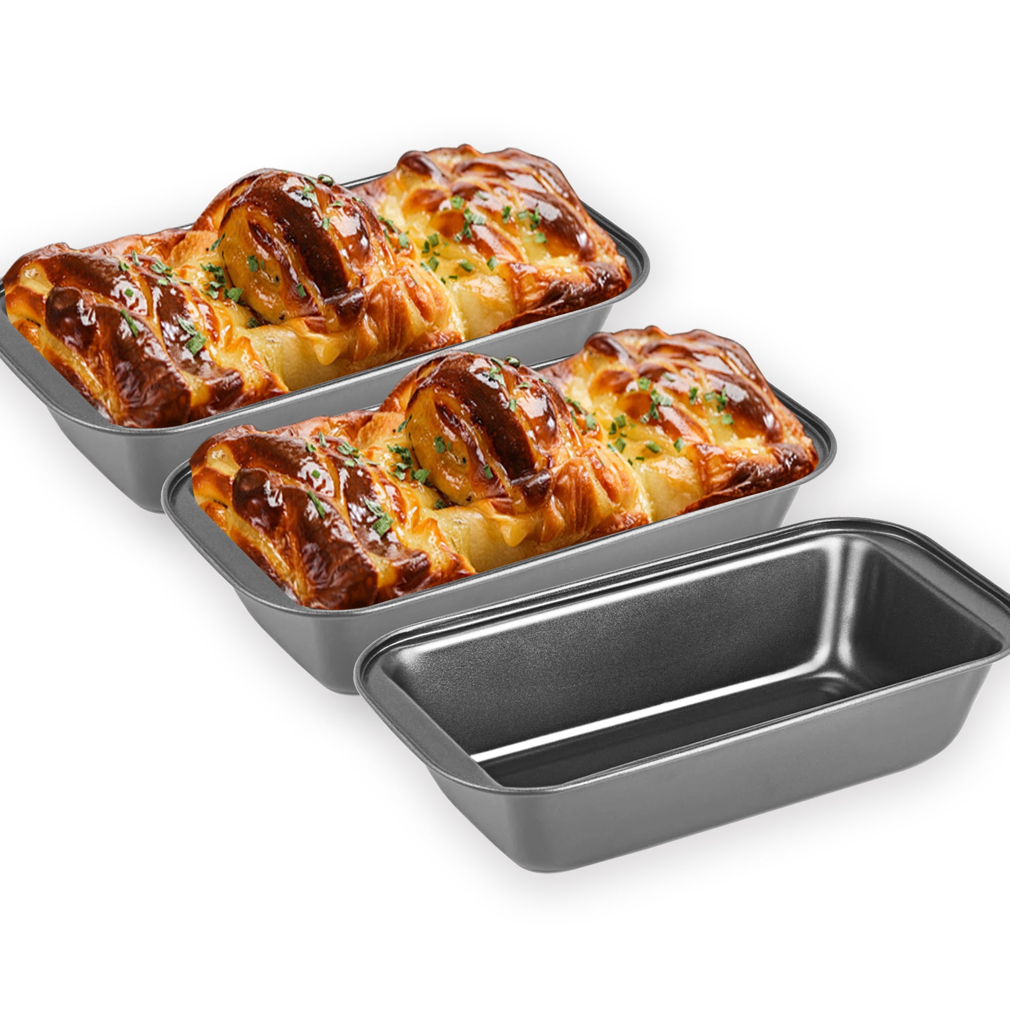 LJSXFI 3 Pcs Nonstick Carbon Steel Baking Loaf Pan 10" x 5", Bread Pan with Easy Grips Handles