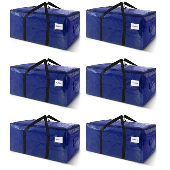 LJSXFI Moving Bags Heavy Duty Extra Large, 6-Pack Moving Supplies with Reinforced Handle, Heavy-Duty Storage Tote for Clothes (Navy Blue)