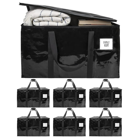 LJSXFI Moving Bags Heavy Duty Extra Large, 6-Pack Moving Supplies with Reinforced Handle, Heavy-Duty Storage Tote for Clothes (black)