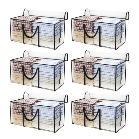 LJSXFI Clear Moving Bags Heavy Duty Extra Large, 6-Pack Moving Supplies with Reinforced Handle, Heavy-Duty Storage Tote for Clothes