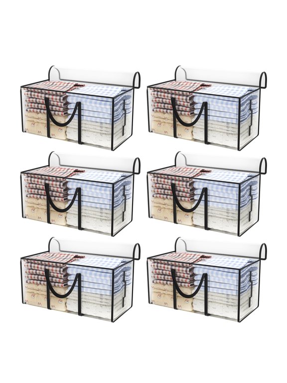 Clear Moving Bags Heavy Duty Extra Large, 6-Pack Moving Supplies with Reinforced Handle, Heavy-Duty Storage Tote for Clothes