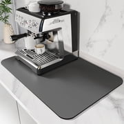 LJSXFI Coffee Mat, 16x24 Coffee Bar Mat for Countertops, Absorbent Hide Stain Anti-Slip Coffee Bar Accessories Fit Under Coffee Machine Mat, Dish Drying Mats for KitchenDark Grey
