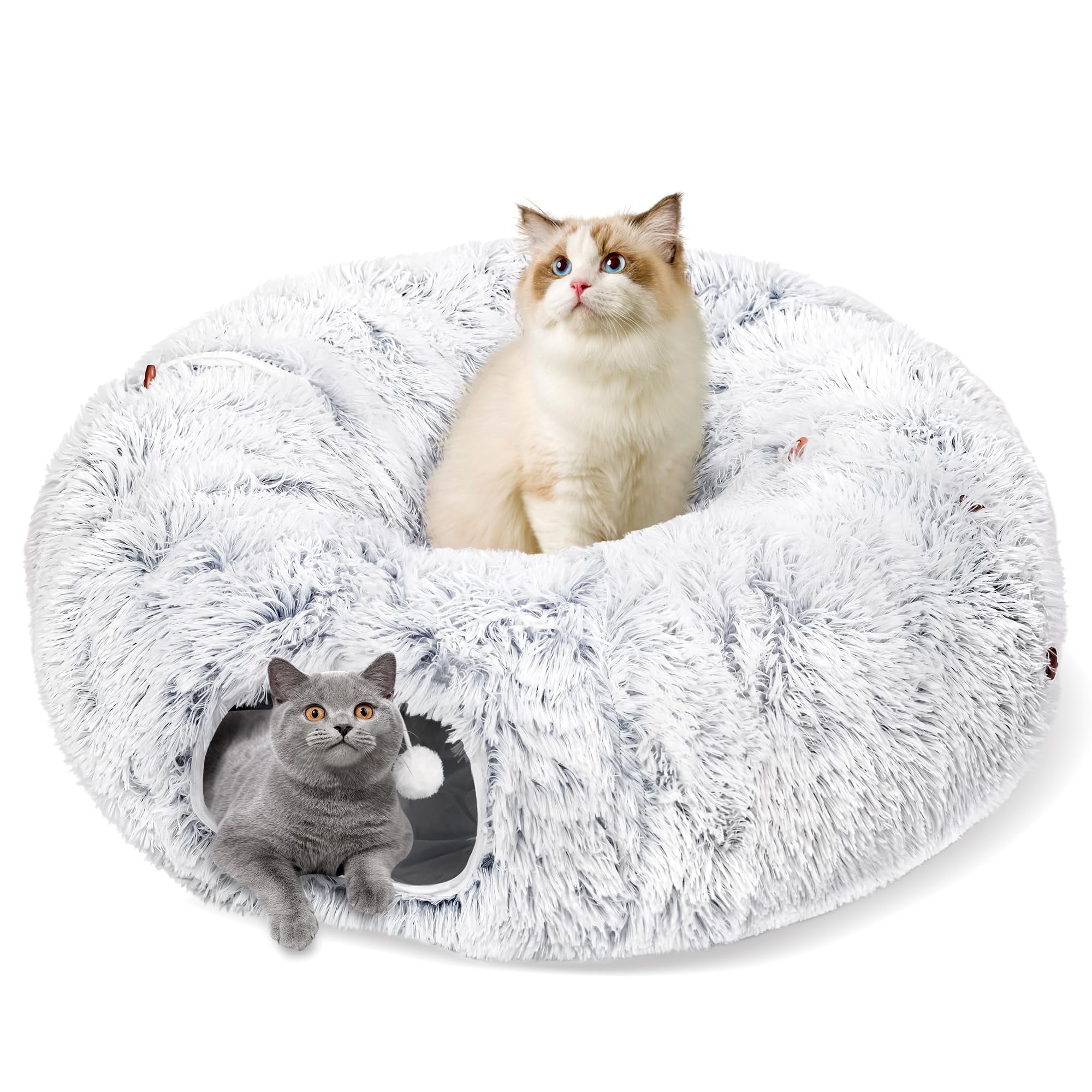 Walmart Black Friday Deals 2025 - LJSXFI Plush Cat Tunnel Bed, Foldable Interactive Cat Hideout for Indoor Cats, Small Pets