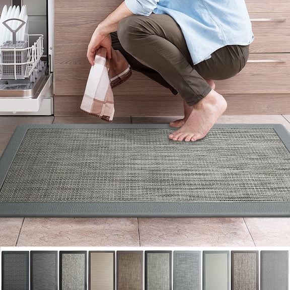 LJTER Ergonomic Anti Fatigue Mat, for Comfortable Standing in Kitchen, Bathroom, Workstation Memory Foam Mat 39"20"0.50" (LWH), Set of 2, in Stone
