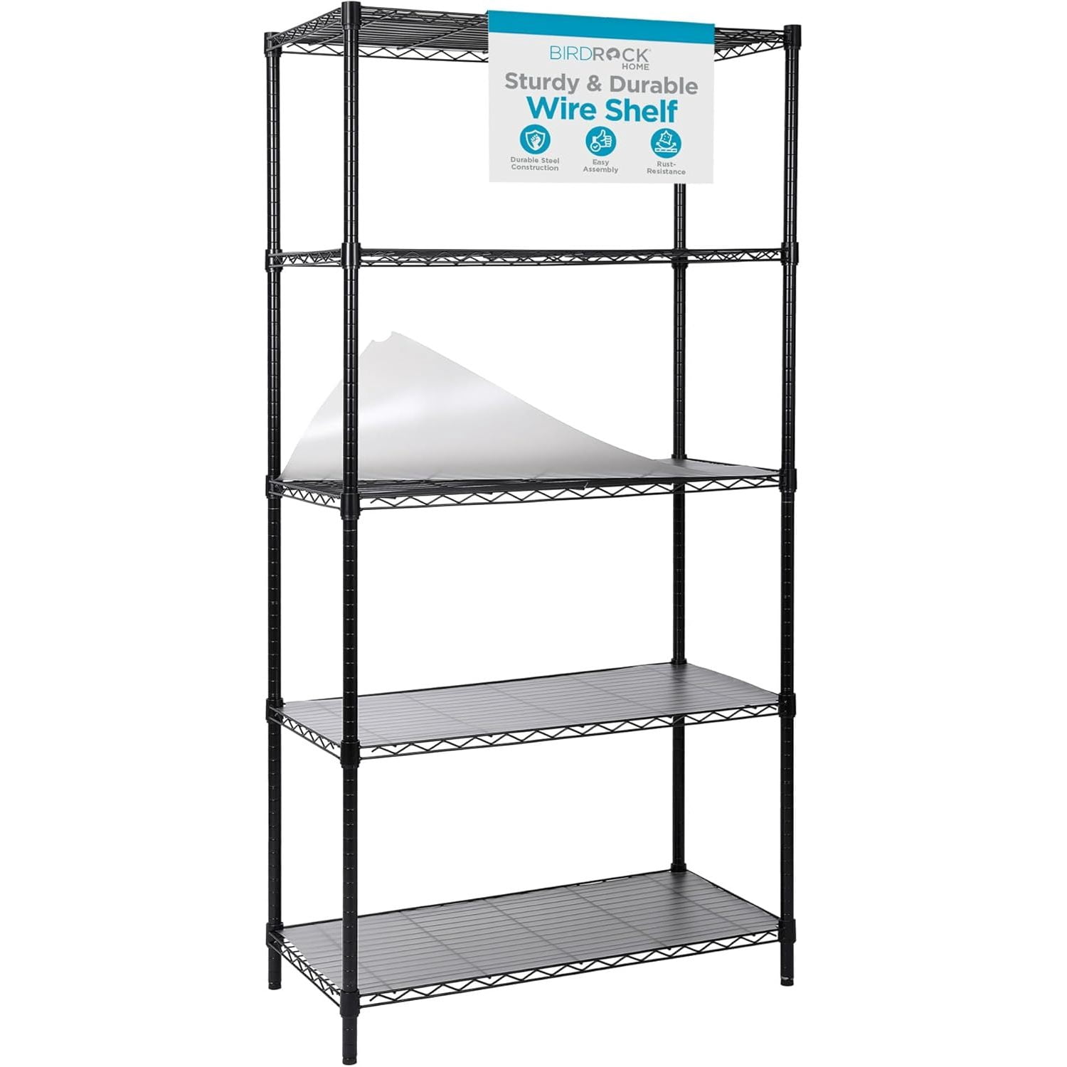LJUP 5-Shelf Adjustable Wire Shelving with Shelf Liners | Heavy Duty ...