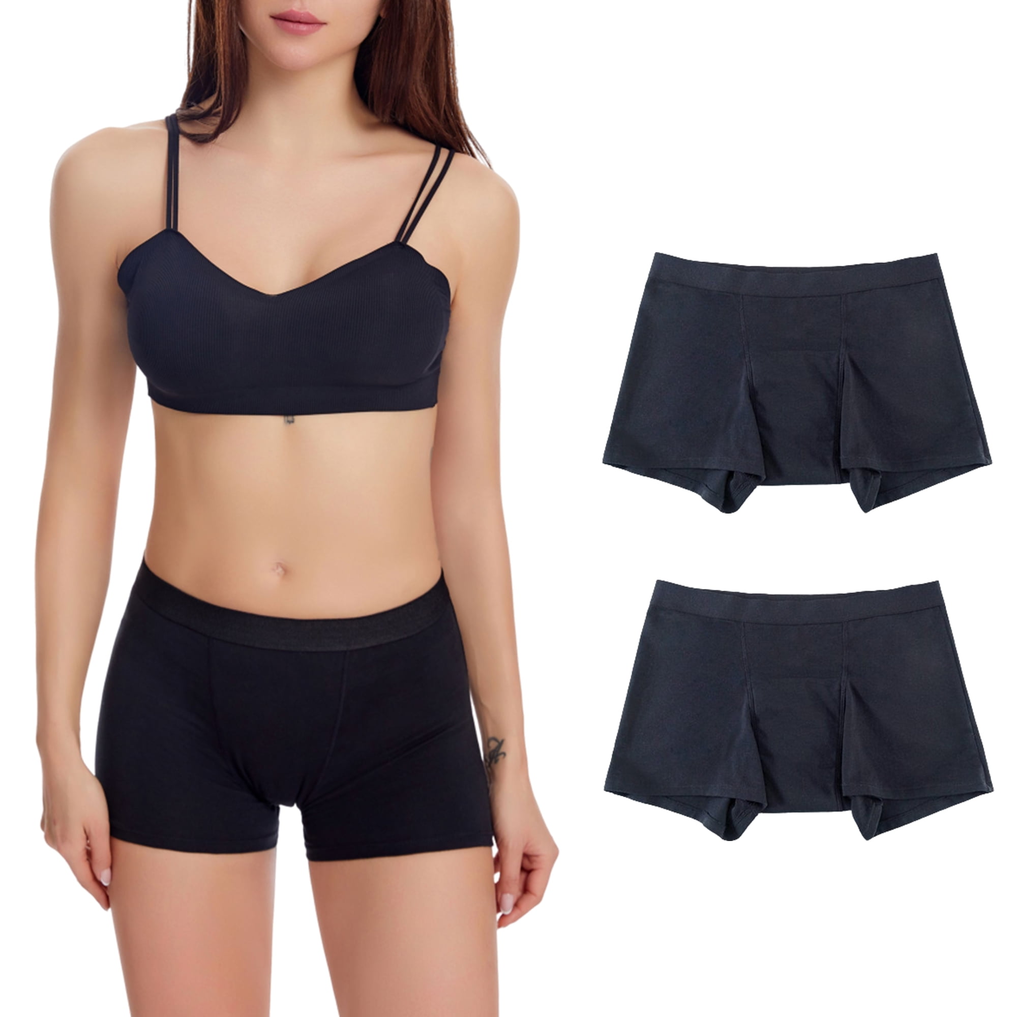 LJVOGUES 2 Pack Period Underwear for Women Heavy Flow Mid Waisted Menstrual Panties Leakproof Cotton Boxer Briefs - Walmart.com