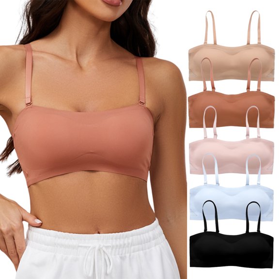 LJVOGUES Bras for Women Comfort Seamless Bra, Adjustable Straps Bra, Wireless Everyday Bras with Removable Pads for Women, 5 Pack