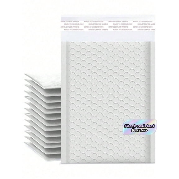 LJing Bubble Wrap Express Envelopes, White Waterproof Self-Sealing Shipping Bags For Jewelry & Cosmetics (20-Pack)