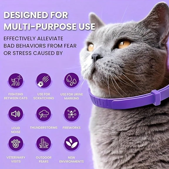 LJing Cat Calming Collar, Adjustable Silicone Pheromone Diffusing Necklace