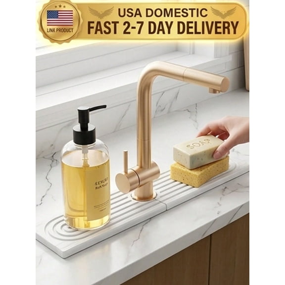 LJing Diatomite Sink Mat, Fast Drying Faucet Pad & Splash Guard White