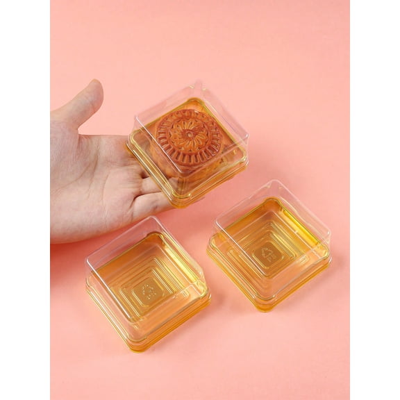 LJing Luxury Transparent Square Cake Packaging Boxes With Base, Sturdy Thick Lid Bakery Gift Boxes (50pcs)
