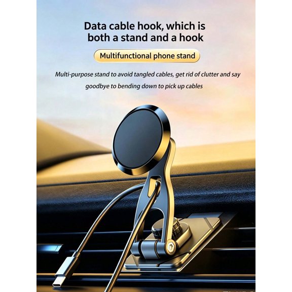 LJing Magnetic Car Phone Holder, Foldable 360 Rotation Strong Magnet Mount For All Smartphones