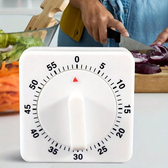 LJing Mechanical Kitchen Timer With Ticking Sound & Visual Alert 60 Minute Countdown Clock for Baking, Boiling & Stewing, Cordless ABS Timer for Stove & Microwave (1pc)