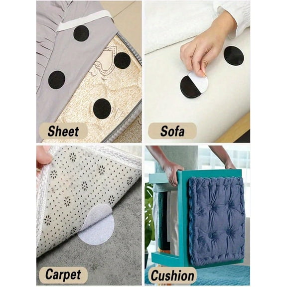 LJing Strong Adhesive Hook & Loop Fasteners, Sticky Pads For Bedsheets, Sofa Cushions, Carpets & Non-Slip Mats (1/5/10pcs)