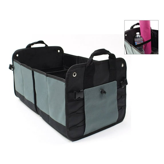 LK Baby Collapsible Trunk Organizer Folding Cargo Car Storage, 12 Interior Pockets Black