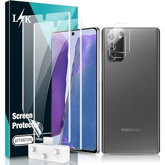 LK Compatible for Samsung Galaxy Note 20 5G SM-N9810, 2 Pack Flexible TPU Film Screen Protector & Camera Lens Protector Alignment Frame HD Clear Bubble Free Flexible TPU Film
