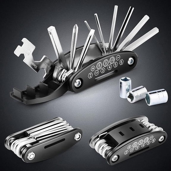 (LK-LTD)--16-in-1 Heavy-Duty Bike Repair Kit With 16-ToolMultifunctional Hex Key Set Puncture Patch &Tire Repair Kit For Mountain Road BikesMotorcycles**--(jh514;[ )