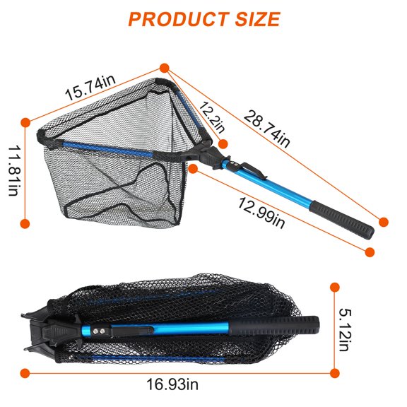 (LK-LTD)-- 1Pc Foldable Fishing Net With Aluminum Alloy Rod EVA Handle Durable 5MM Hexagonal Nano Coating Nylon Mesh Collapsible Landing Net Safe Fish Catching Or Releasing **--（ jh;';jk）