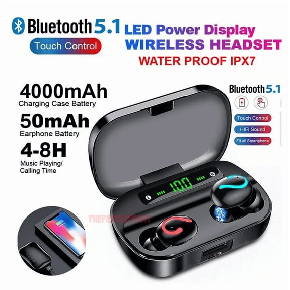 (LK-LTD)--Bluetooth 5.1 Headset TWS Wireless Earphones Mini Earbuds Stereo Headphones IPX7.--(re52k884;8')