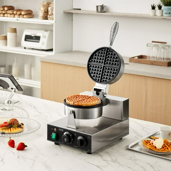 (LK-LTD)--Commercial Waffle Maker Round Waffle Iron Baker Machine Non-Stick 1230W**--（j54k4 ）