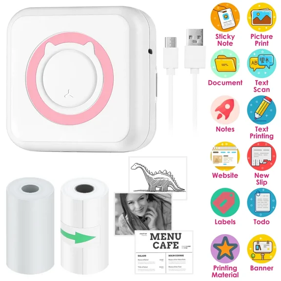 Pocket Wireless Thermal Printer LK-LTD Portable Rechargeable Inkless for Labels, Notes, Photos