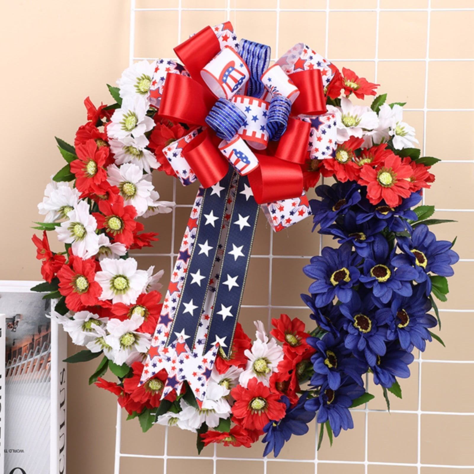 LKHLAO 2024 New American Flag Independence Day Star Garland Rose Red